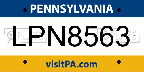 LPN8563 Pennsylvania License Plate