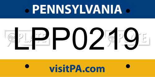 LPP0219 Pennsylvania License Plate