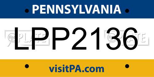 LPP2136 Pennsylvania License Plate