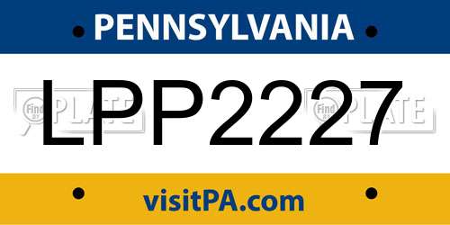 LPP2227 Pennsylvania License Plate
