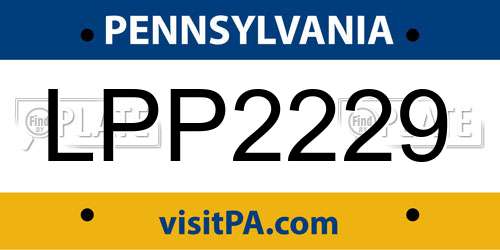 LPP2229 Pennsylvania License Plate