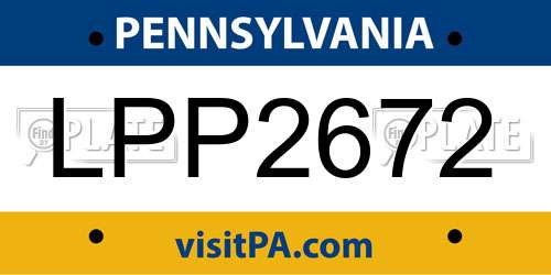 LPP2672 Pennsylvania License Plate