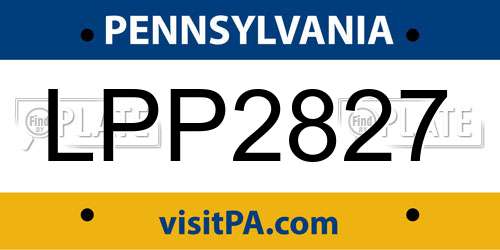 LPP2827 Pennsylvania License Plate