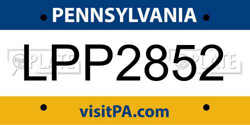 LPP2852 Pennsylvania License Plate