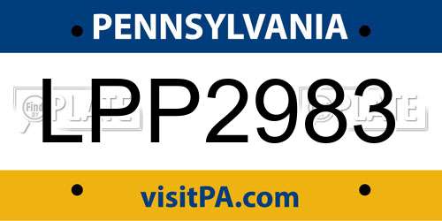 LPP2983 Pennsylvania License Plate