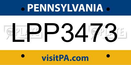 LPP3473 Pennsylvania License Plate
