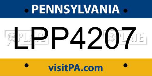 LPP4207 Pennsylvania License Plate