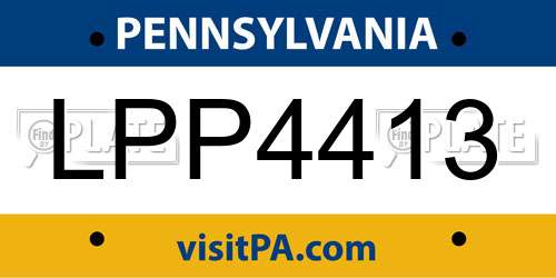 LPP4413 Pennsylvania License Plate