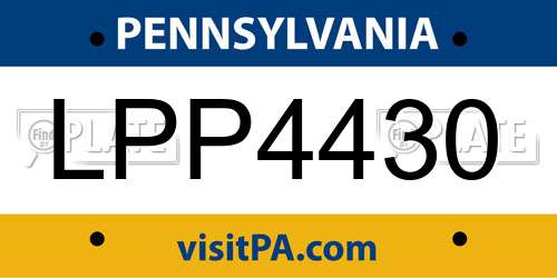 LPP4430 Pennsylvania License Plate