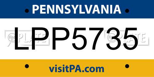 LPP5735 Pennsylvania License Plate