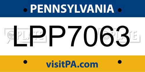 LPP7063 Pennsylvania License Plate