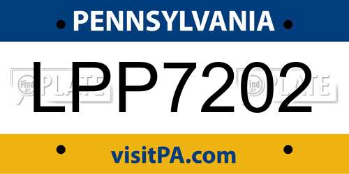LPP7202 Pennsylvania License Plate