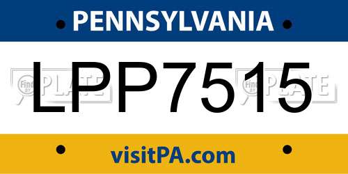LPP7515 Pennsylvania License Plate