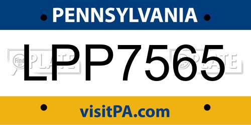 LPP7565 Pennsylvania License Plate