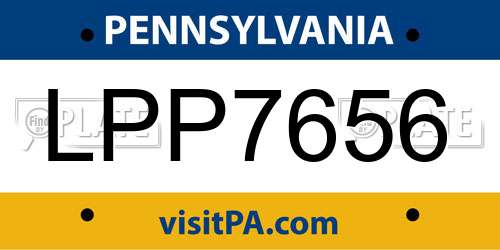 LPP7656 Pennsylvania License Plate