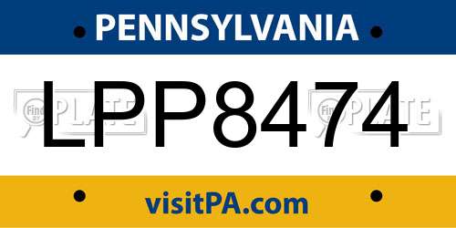 LPP8474 Pennsylvania License Plate