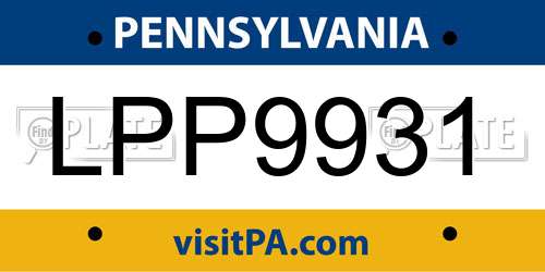 LPP9931 Pennsylvania License Plate