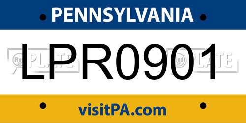 LPR0901 Pennsylvania License Plate