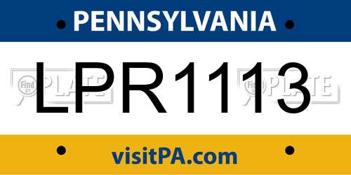 LPR1113 Pennsylvania License Plate