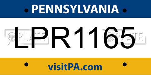 LPR1165 Pennsylvania License Plate