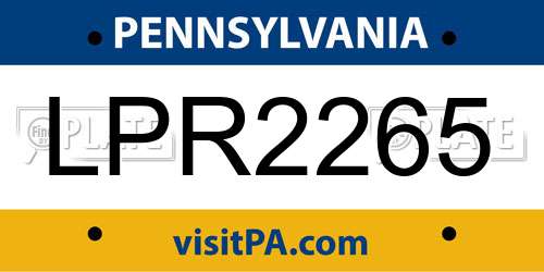 LPR2265 Pennsylvania License Plate