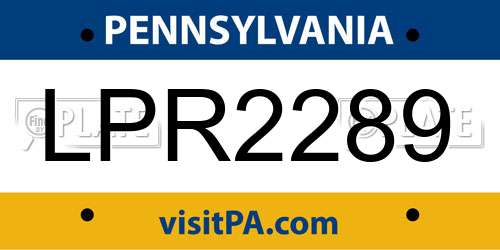 LPR2289 Pennsylvania License Plate