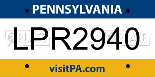 LPR2940 Pennsylvania License Plate