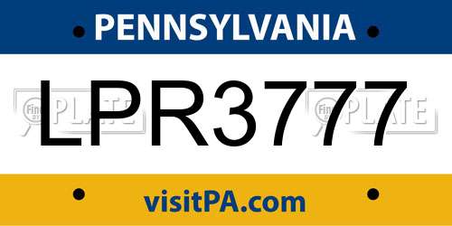 LPR3777 Pennsylvania License Plate