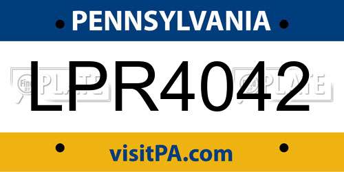 LPR4042 Pennsylvania License Plate