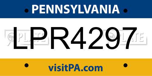 LPR4297 Pennsylvania License Plate