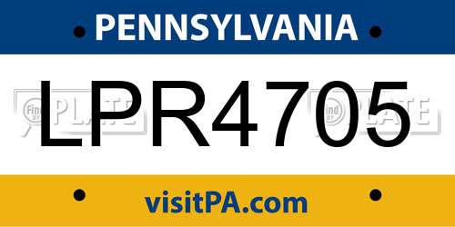LPR4705 Pennsylvania License Plate