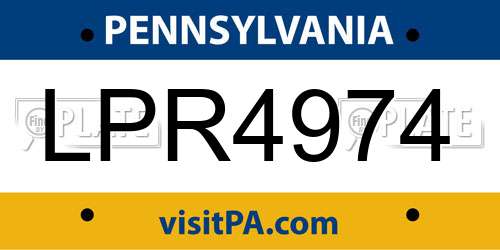 LPR4974 Pennsylvania License Plate