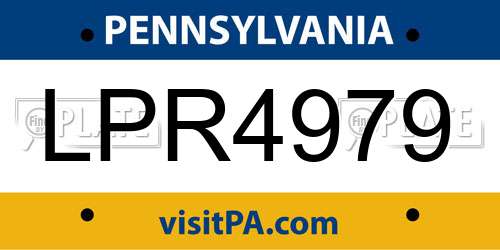 LPR4979 Pennsylvania License Plate