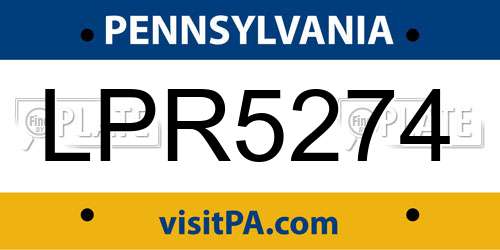 LPR5274 Pennsylvania License Plate