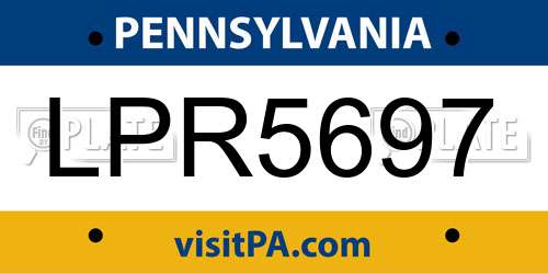 LPR5697 Pennsylvania License Plate