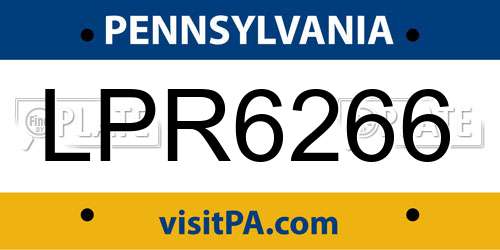LPR6266 Pennsylvania License Plate