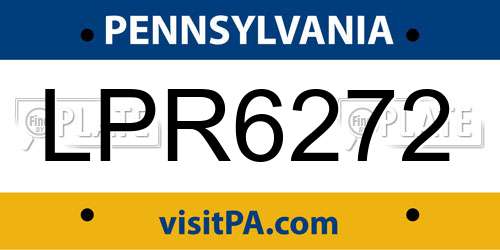 LPR6272 Pennsylvania License Plate