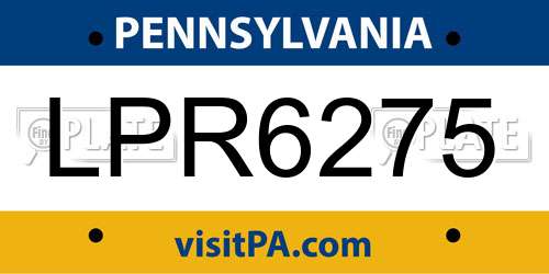 LPR6275 Pennsylvania License Plate