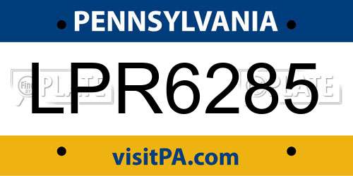 LPR6285 Pennsylvania License Plate