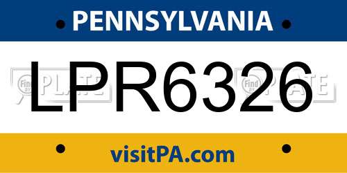 LPR6326 Pennsylvania License Plate