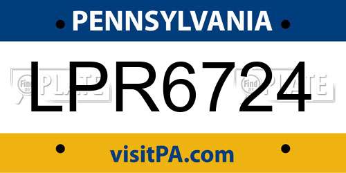 LPR6724 Pennsylvania License Plate