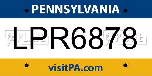 LPR6878 Pennsylvania License Plate