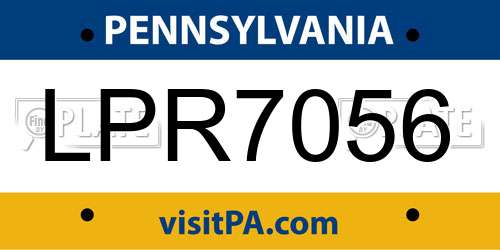 LPR7056 Pennsylvania License Plate
