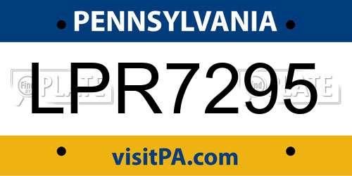 LPR7295 Pennsylvania License Plate