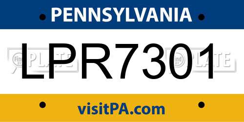 LPR7301 Pennsylvania License Plate