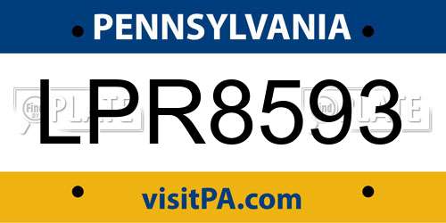 LPR8593 Pennsylvania License Plate