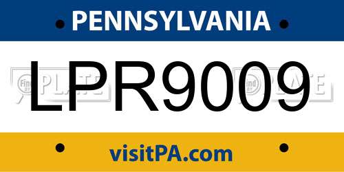 LPR9009 Pennsylvania License Plate