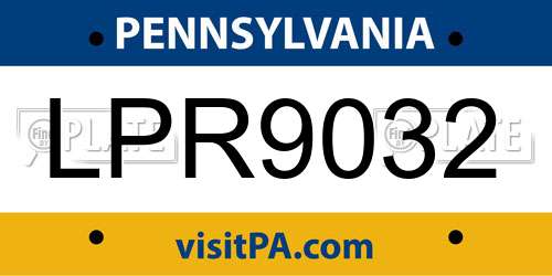 LPR9032 Pennsylvania License Plate