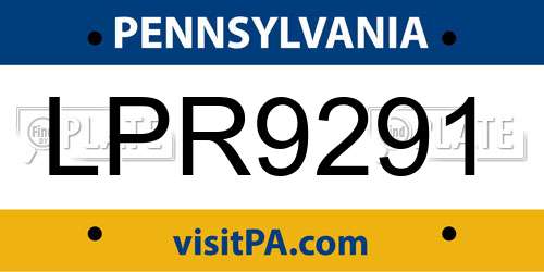 LPR9291 Pennsylvania License Plate