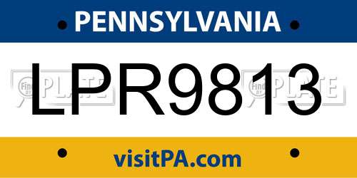LPR9813 Pennsylvania License Plate